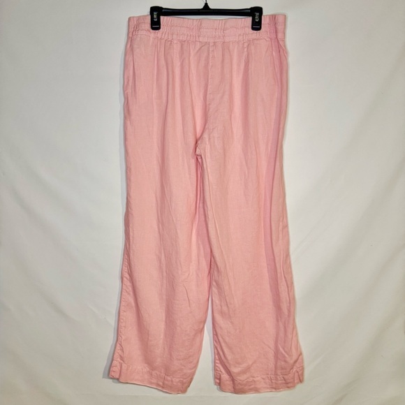 Tommy Bahama Women’s 100% Linen Wide Leg High Waisted Pink Pull On Pants Size L - Picture 5 of 8